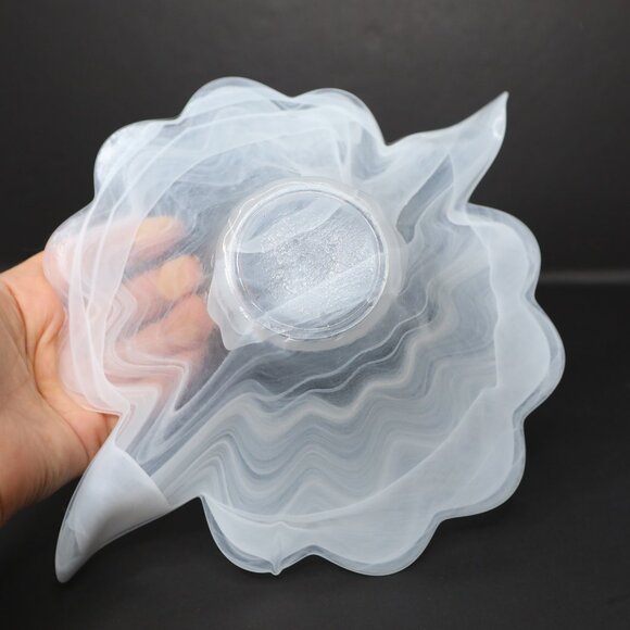 Vintage MURANO Creazioni Silvestri Arte Glass Crystal Bowl Swirl White Italy - Picture 9 of 11